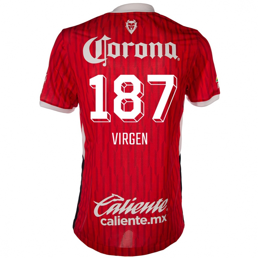 Men Football Oswaldo Virgen #187 Red White Home Jersey 2024/25 T-Shirt Uk