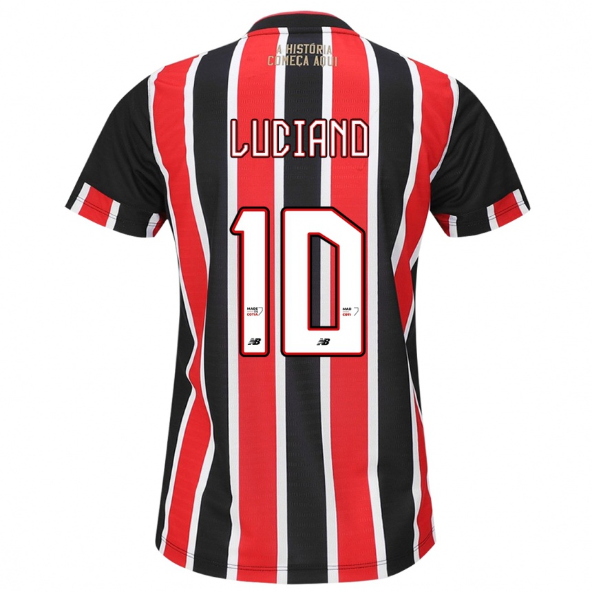 Men Football Luciano #10 Black Red White Away Jersey 2024/25 T-Shirt Uk