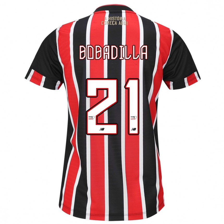 Men Football Damián Bobadilla #21 Black Red White Away Jersey 2024/25 T-Shirt Uk