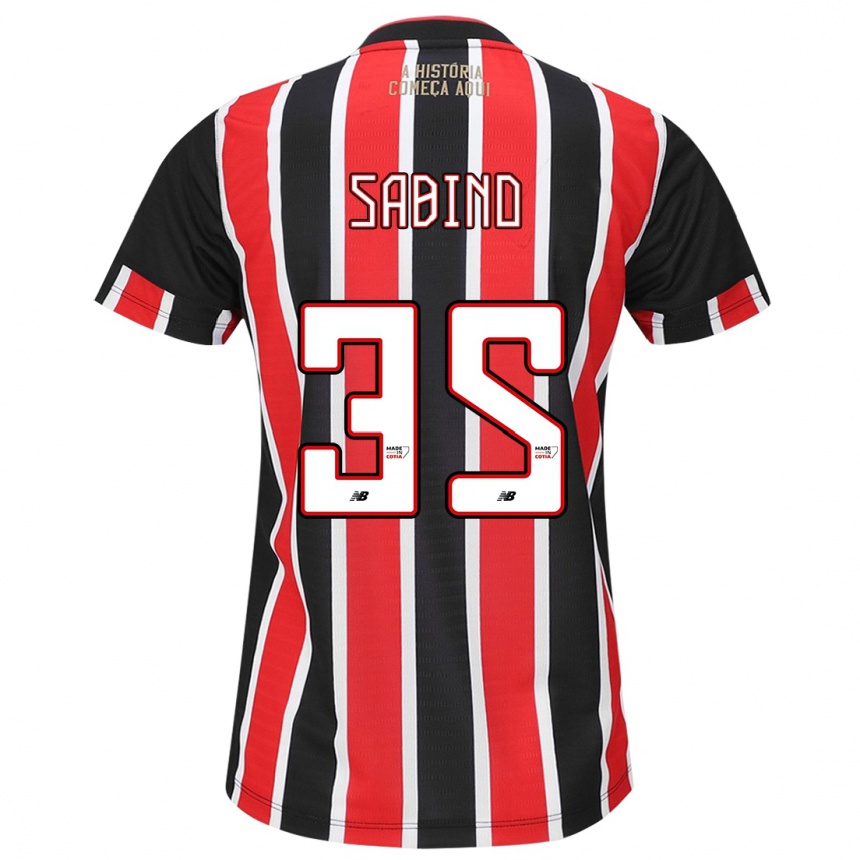 Men Football Sabino #35 Black Red White Away Jersey 2024/25 T-Shirt Uk