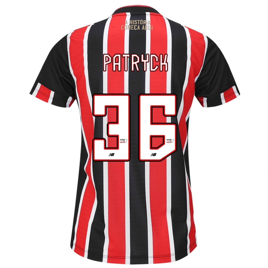 Men Football Patryck #36 Black Red White Away Jersey 2024/25 T-Shirt Uk