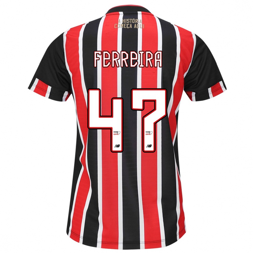 Men Football Ferreira #47 Black Red White Away Jersey 2024/25 T-Shirt Uk