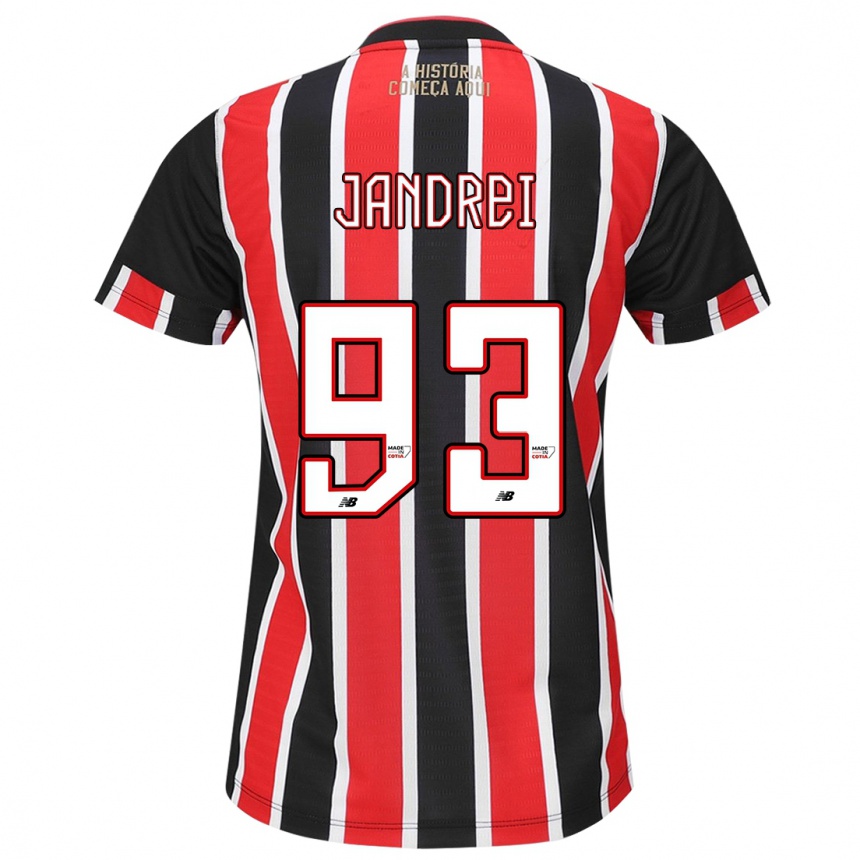 Men Football Jandrei #93 Black Red White Away Jersey 2024/25 T-Shirt Uk