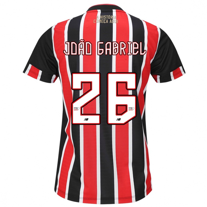 Men Football João Gabriel #26 Black Red White Away Jersey 2024/25 T-Shirt Uk