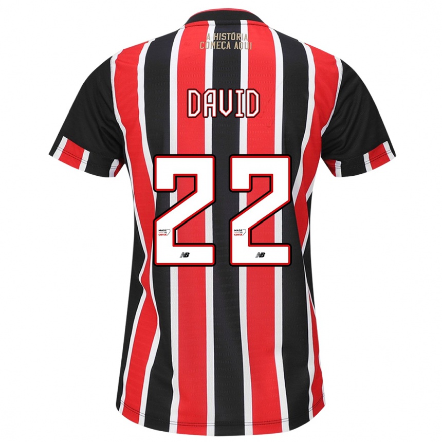 Men Football David #22 Black Red White Away Jersey 2024/25 T-Shirt Uk