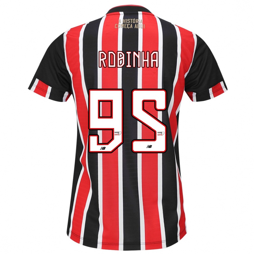 Men Football Robinha #95 Black Red White Away Jersey 2024/25 T-Shirt Uk