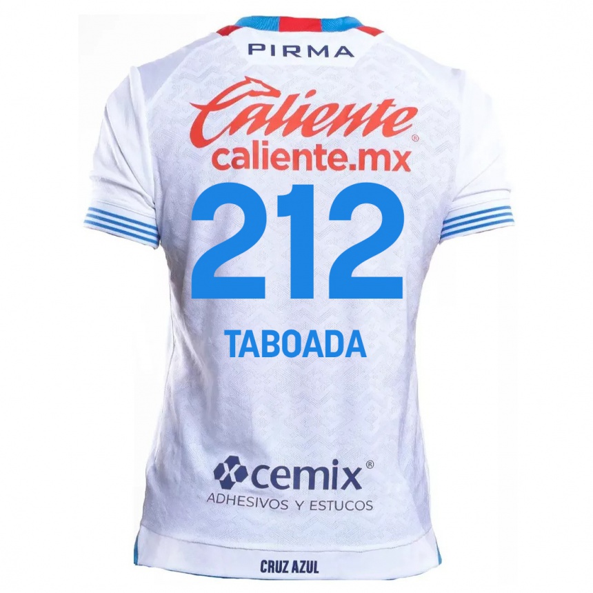 Men Football Víctor Taboada #212 White Blue Away Jersey 2024/25 T-Shirt Uk