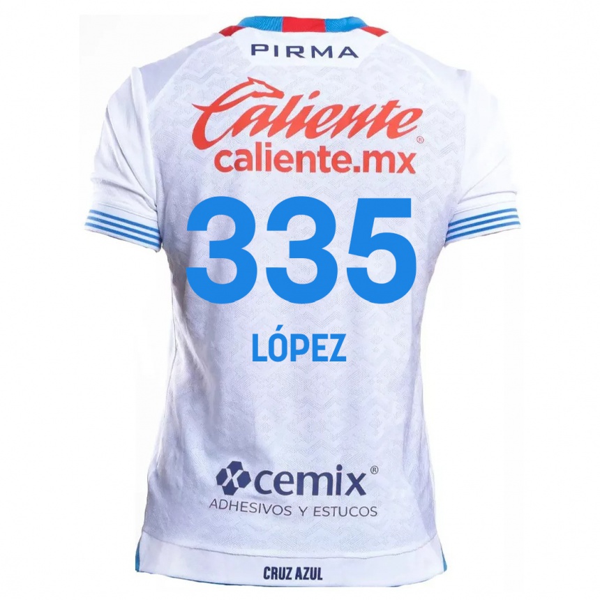 Men Football Alfredo López #335 White Blue Away Jersey 2024/25 T-Shirt Uk