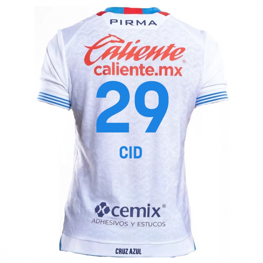 Men Football Claudia Cid #29 White Blue Away Jersey 2024/25 T-Shirt Uk