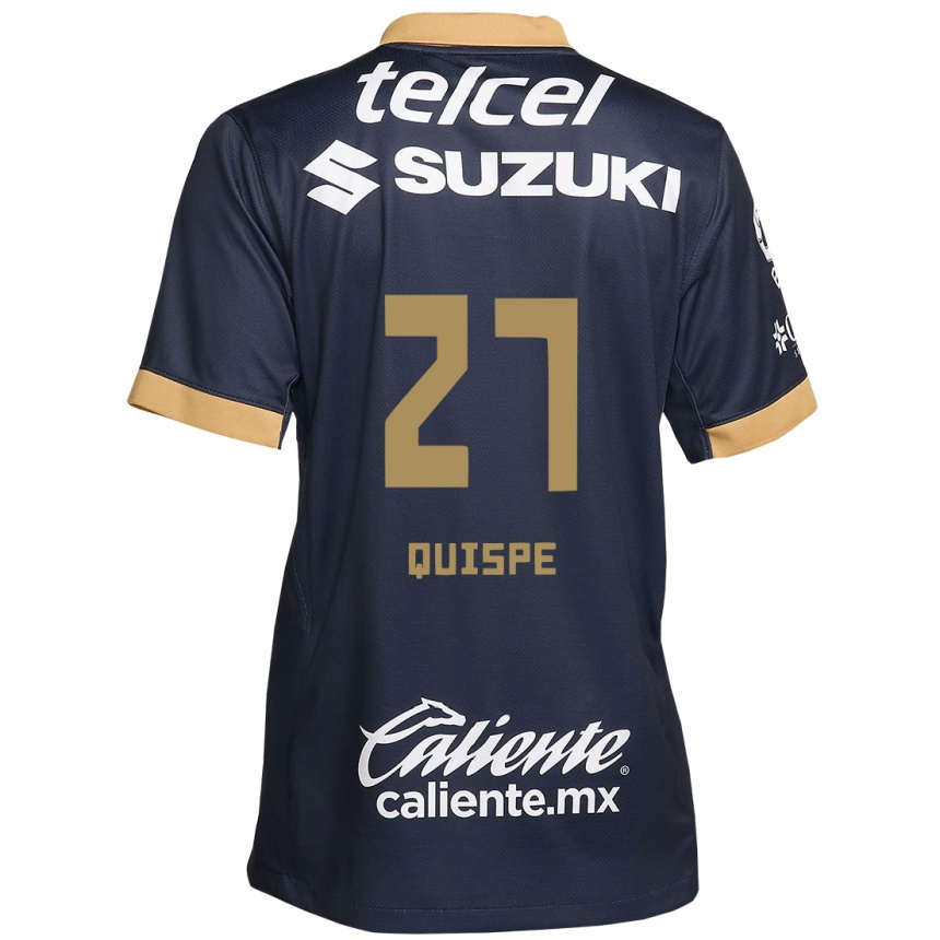 Men Football Piero Quispe #27 Obsidian Gold White Away Jersey 2024/25 T-Shirt Uk