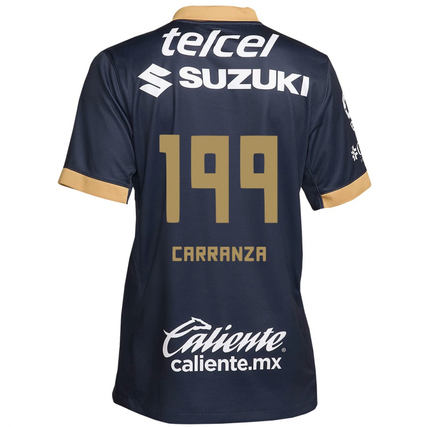 Men Football Kléber Carranza #199 Obsidian Gold White Away Jersey 2024/25 T-Shirt Uk