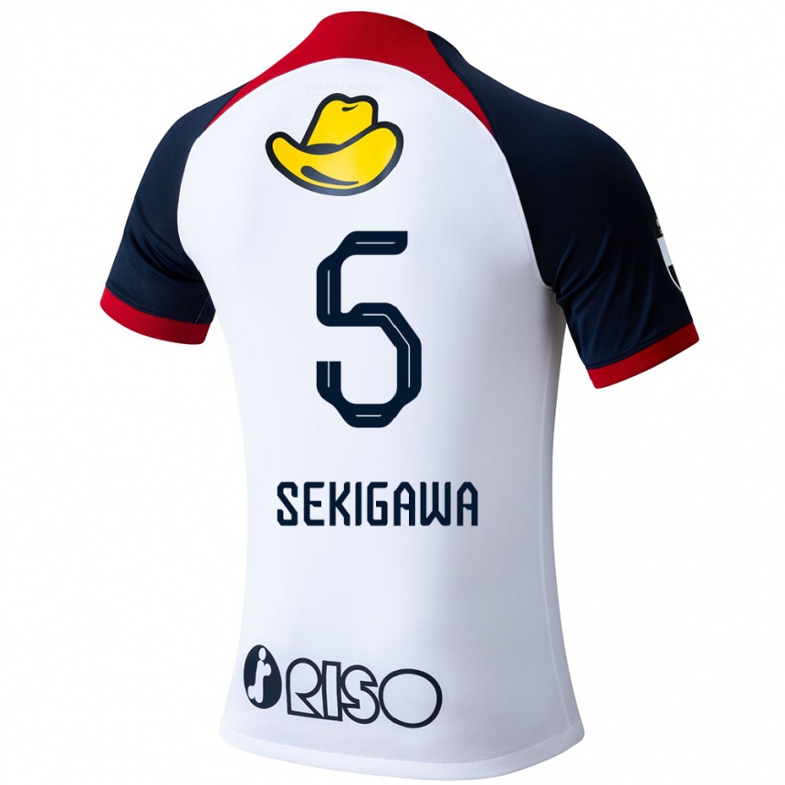 Men Football Ikuma Sekigawa #5 White Blue Red Away Jersey 2024/25 T-Shirt Uk