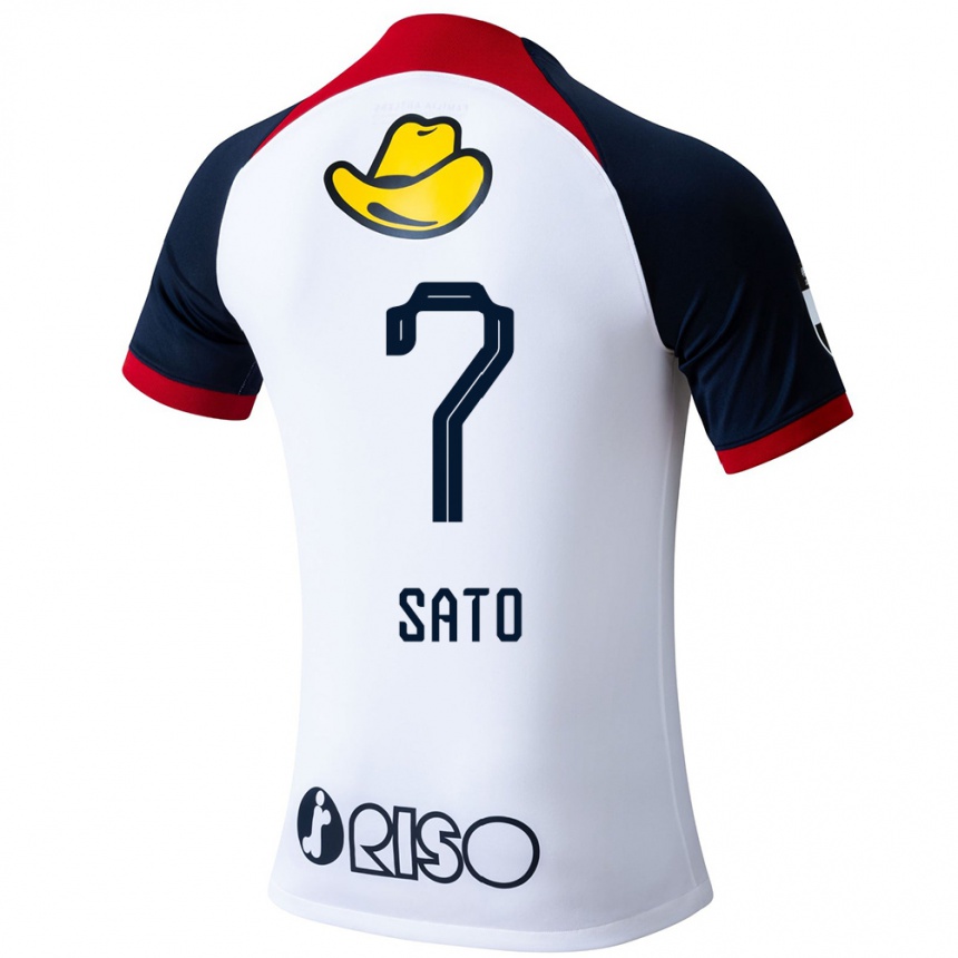 Men Football Mihiro Sato #7 White Blue Red Away Jersey 2024/25 T-Shirt Uk