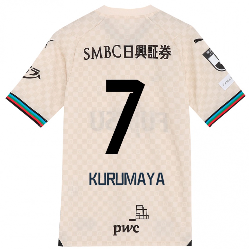 Men Football Shintaro Kurumaya #7 White Gray Away Jersey 2024/25 T-Shirt Uk