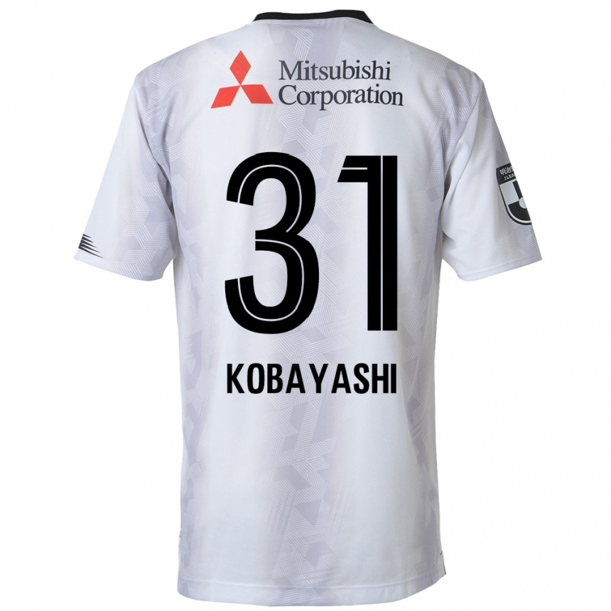 Men Football Masataka Kobayashi #31 White Black Away Jersey 2024/25 T-Shirt Uk