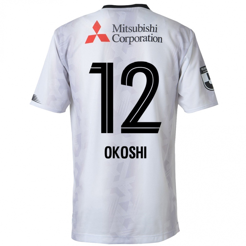 Men Football Yutaha Okoshi #12 White Black Away Jersey 2024/25 T-Shirt Uk