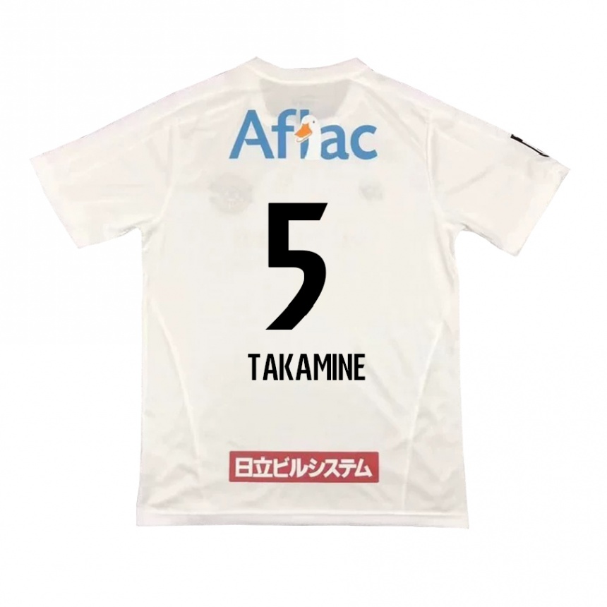 Men Football Tomoki Takamine #5 White Black Away Jersey 2024/25 T-Shirt Uk