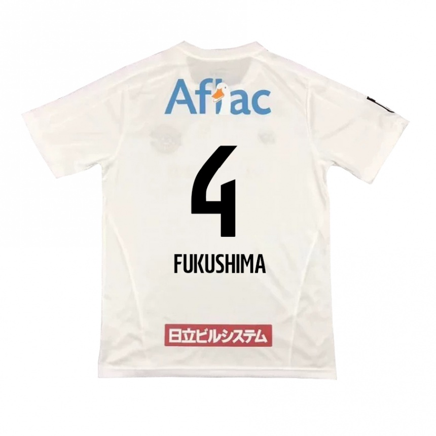 Men Football Taiga Fukushima #4 White Black Away Jersey 2024/25 T-Shirt Uk