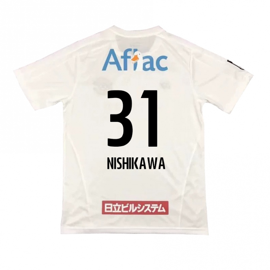 Men Football Genki Nishikawa #31 White Black Away Jersey 2024/25 T-Shirt Uk