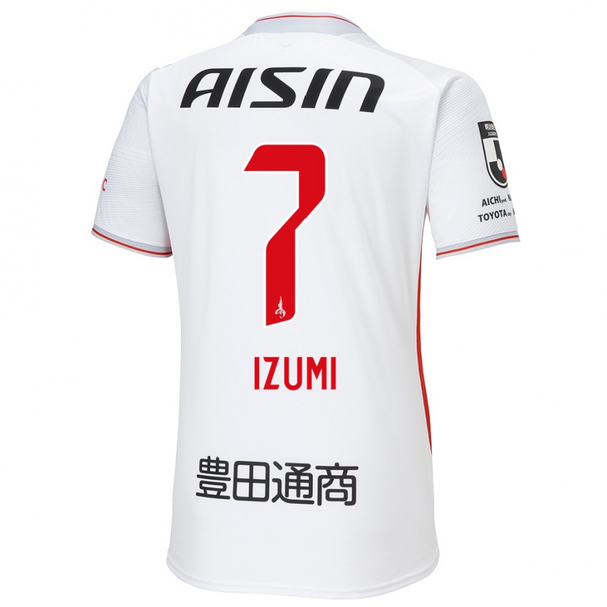 Men Football Ryuji Izumi #7 White Yellow Red Away Jersey 2024/25 T-Shirt Uk