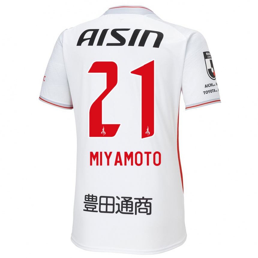 Men Football Kodai Miyamoto #21 White Yellow Red Away Jersey 2024/25 T-Shirt Uk