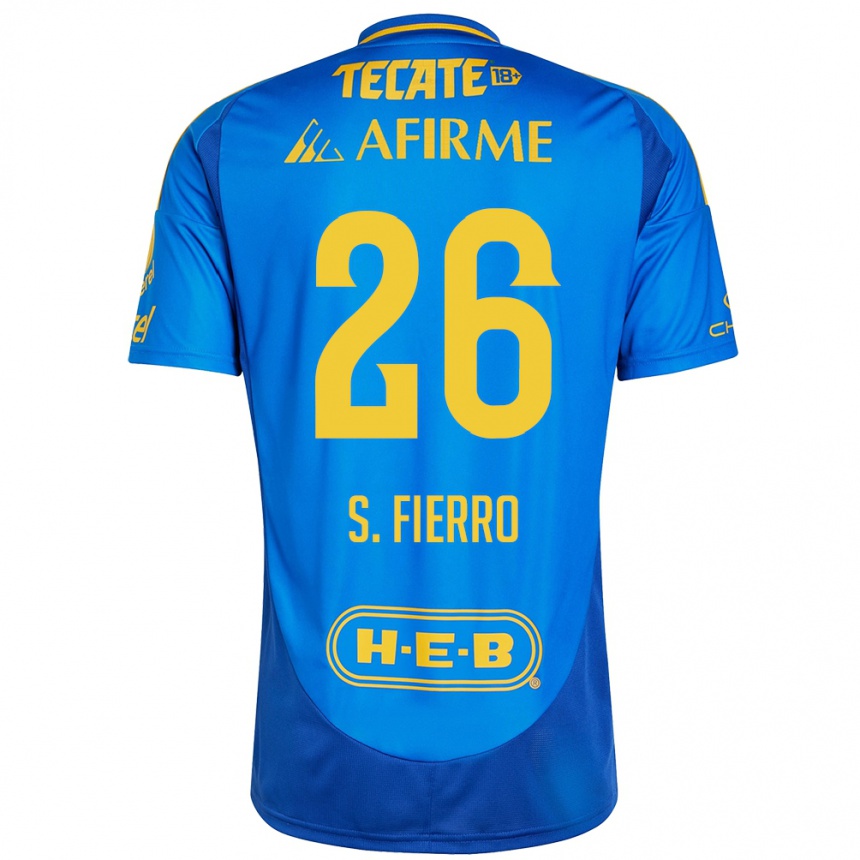 Men Football Sebastián Fierro #26 Blue Yellow Away Jersey 2024/25 T-Shirt Uk