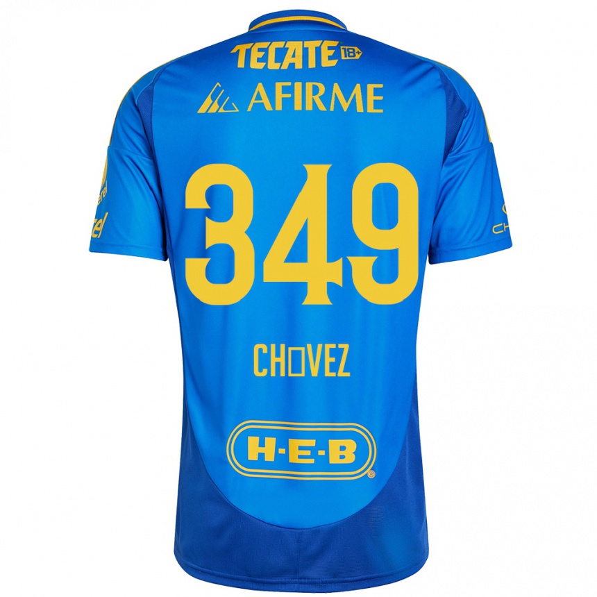 Men Football Jorge Chávez #349 Blue Yellow Away Jersey 2024/25 T-Shirt Uk