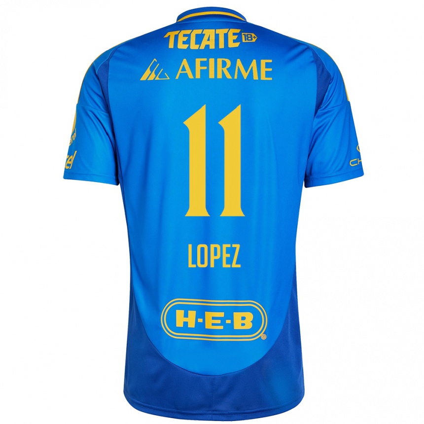 Men Football Nicolas Lopez #11 Blue Yellow Away Jersey 2024/25 T-Shirt Uk