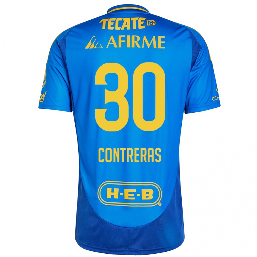 Men Football Lizeth Contreras #30 Blue Yellow Away Jersey 2024/25 T-Shirt Uk