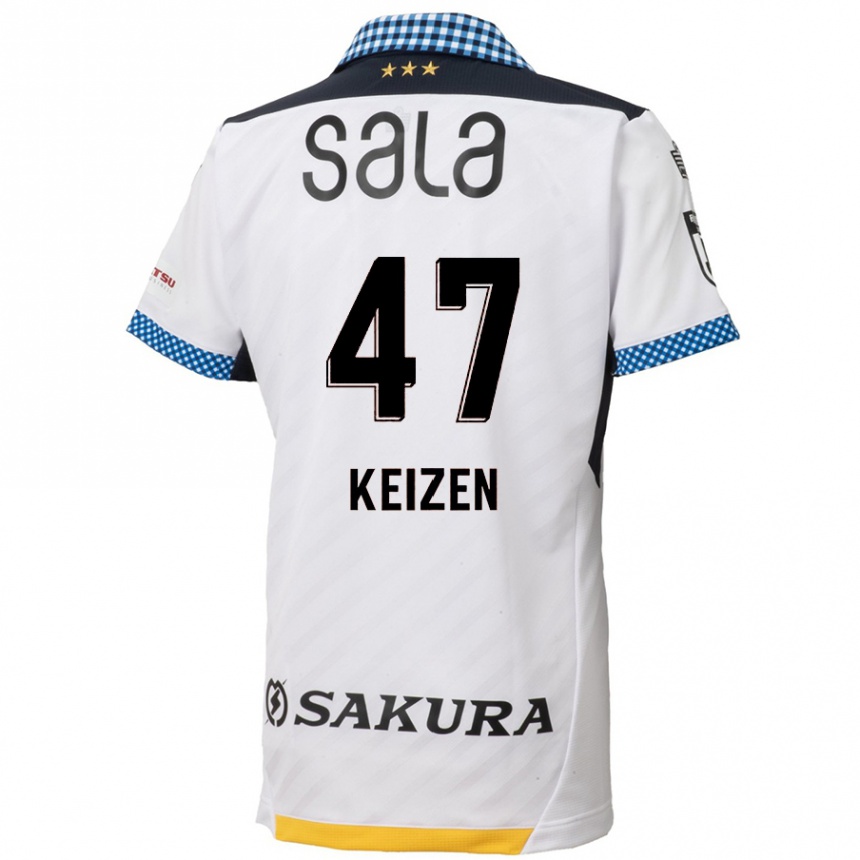 Men Football Keizen Iida #47 White Black Away Jersey 2024/25 T-Shirt Uk