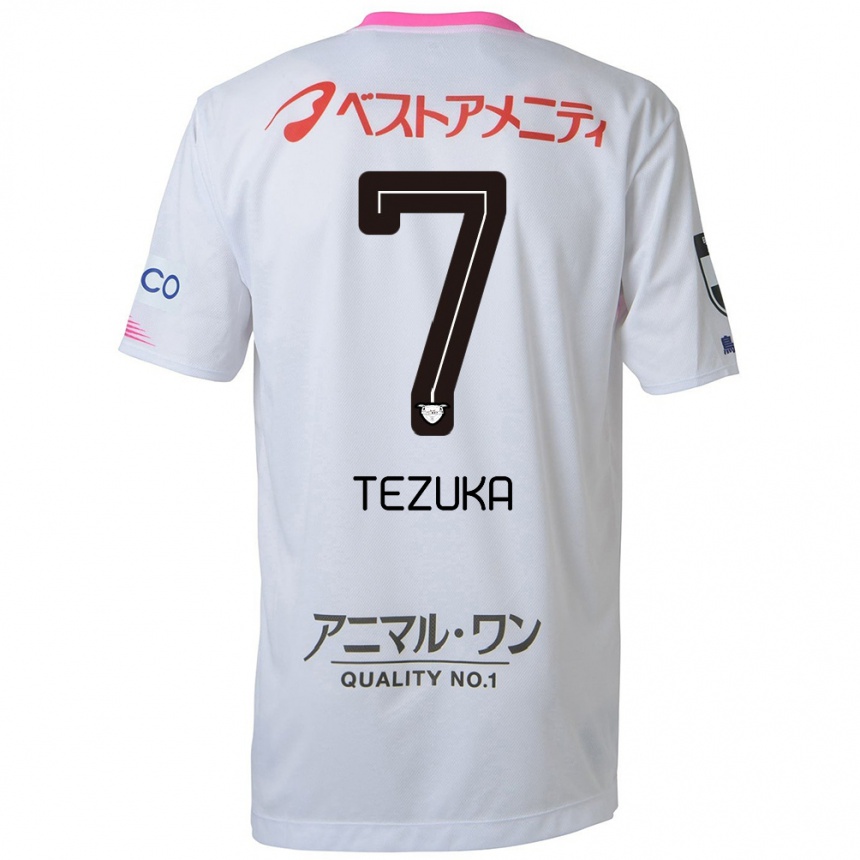 Men Football Kohei Tezuka #7 White Blue Pink Away Jersey 2024/25 T-Shirt Uk