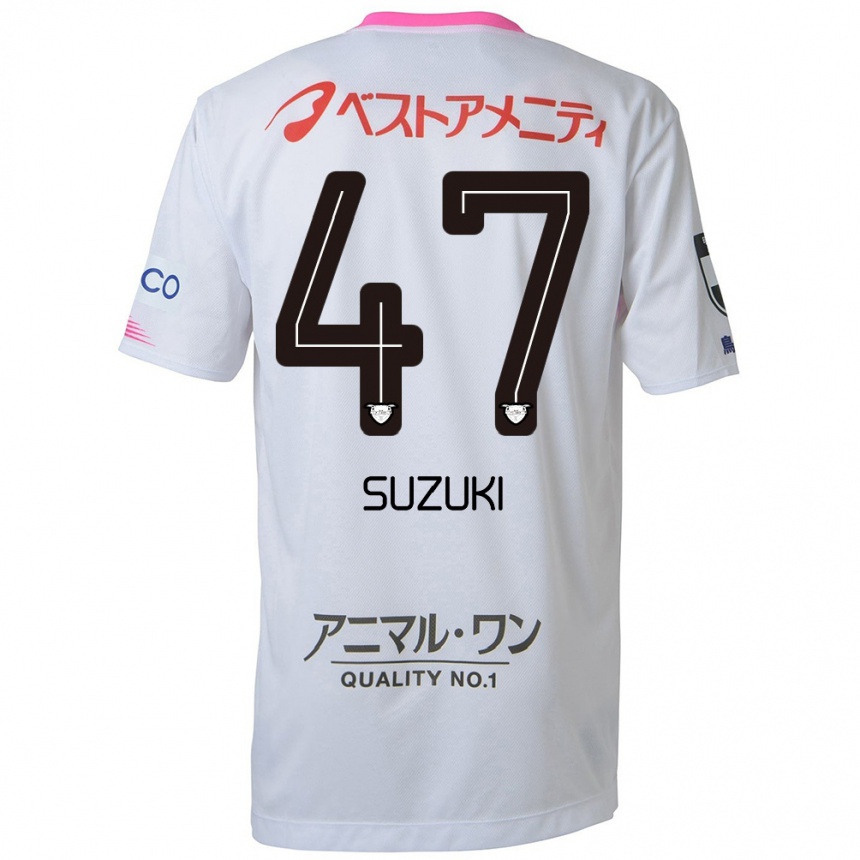 Men Football Daichi Suzuki #47 White Blue Pink Away Jersey 2024/25 T-Shirt Uk