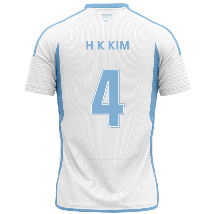 Men Football Kee-Hee Kim #4 White Blue Away Jersey 2024/25 T-Shirt Uk