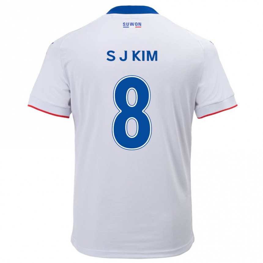 Men Football Ji-Sung Kim #8 White Blue Away Jersey 2024/25 T-Shirt Uk