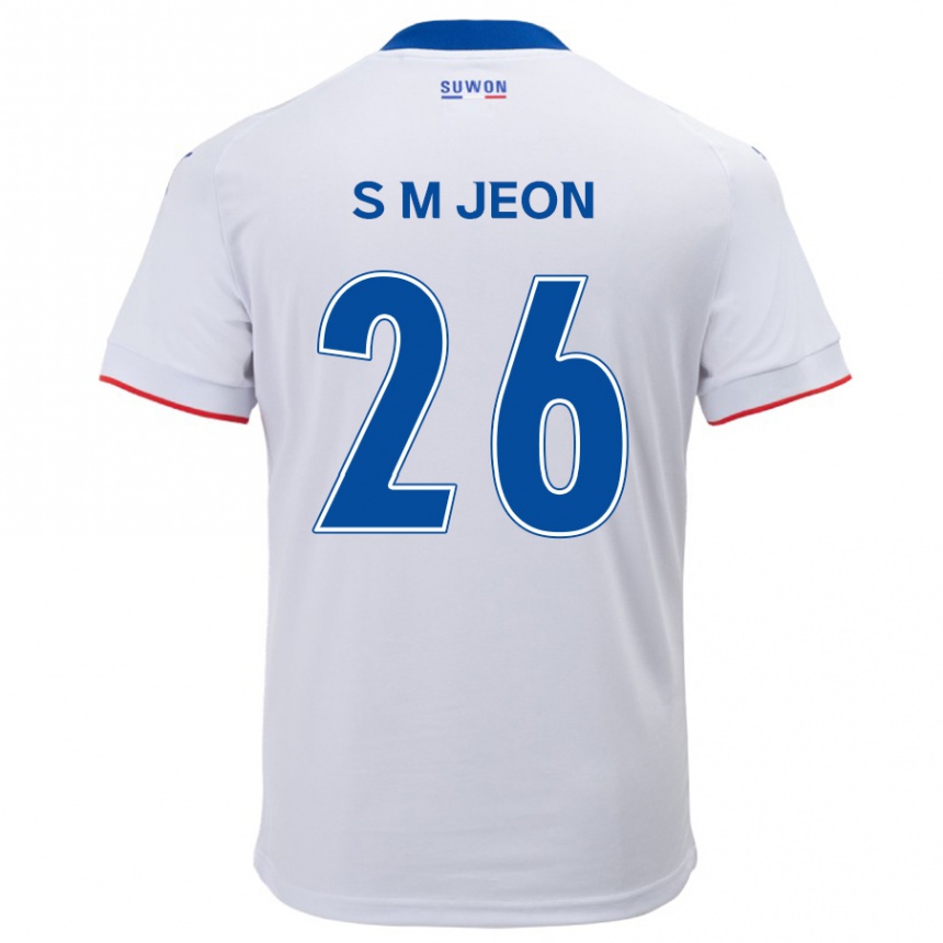 Men Football Min-Seung Jeon #26 White Blue Away Jersey 2024/25 T-Shirt Uk