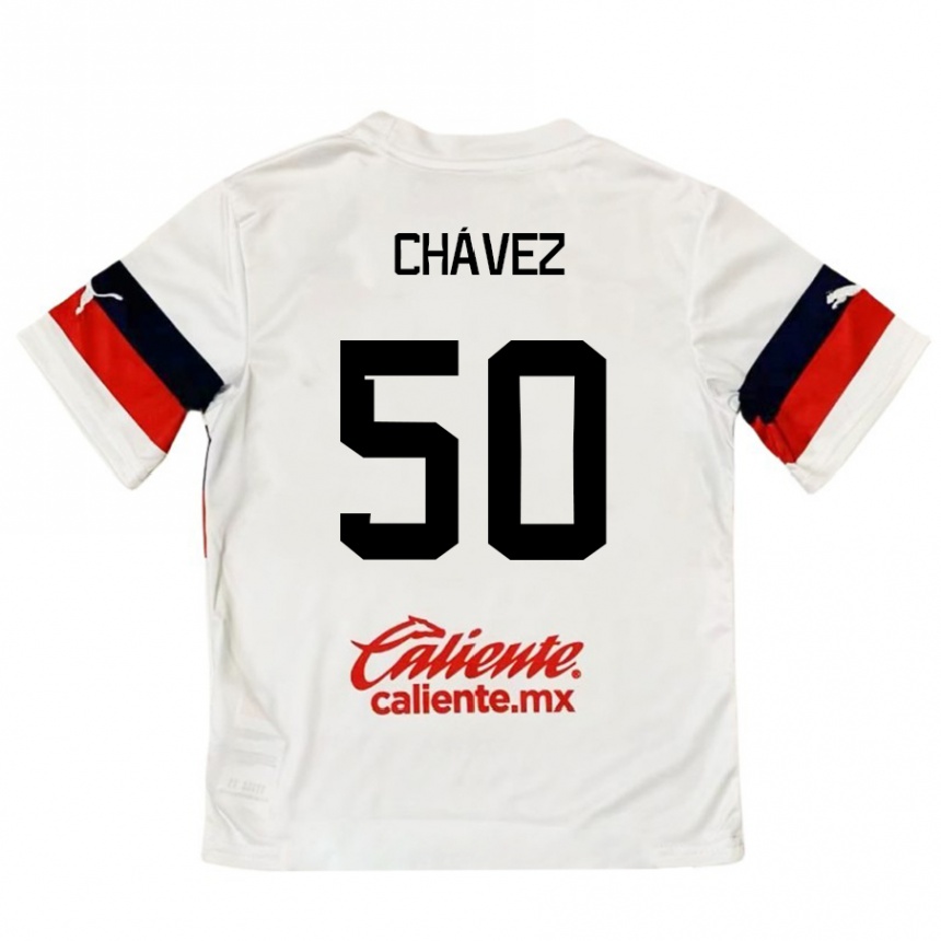 Men Football Mateo Chávez #50 White Red Away Jersey 2024/25 T-Shirt Uk