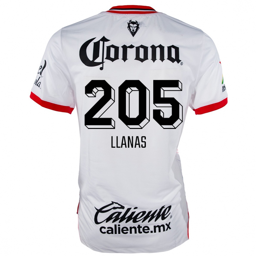 Men Football Emmanuel Llanas #205 White Red Away Jersey 2024/25 T-Shirt Uk