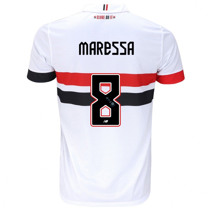 Women Football Maressa #8 White Red Black Home Jersey 2024/25 T-Shirt Uk