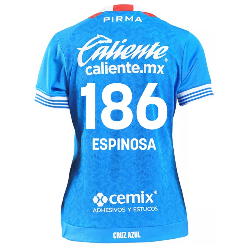 Women Football Brandón Espinosa #186 Sky Blue Home Jersey 2024/25 T-Shirt Uk