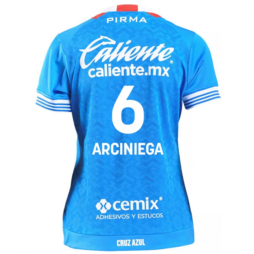 Women Football Mirelle Arciniega #6 Sky Blue Home Jersey 2024/25 T-Shirt Uk