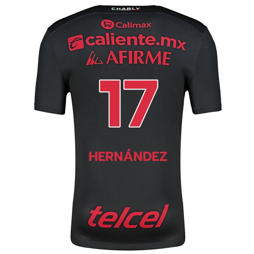 Women Football Rubén Hernández #17 Black Red Home Jersey 2024/25 T-Shirt Uk