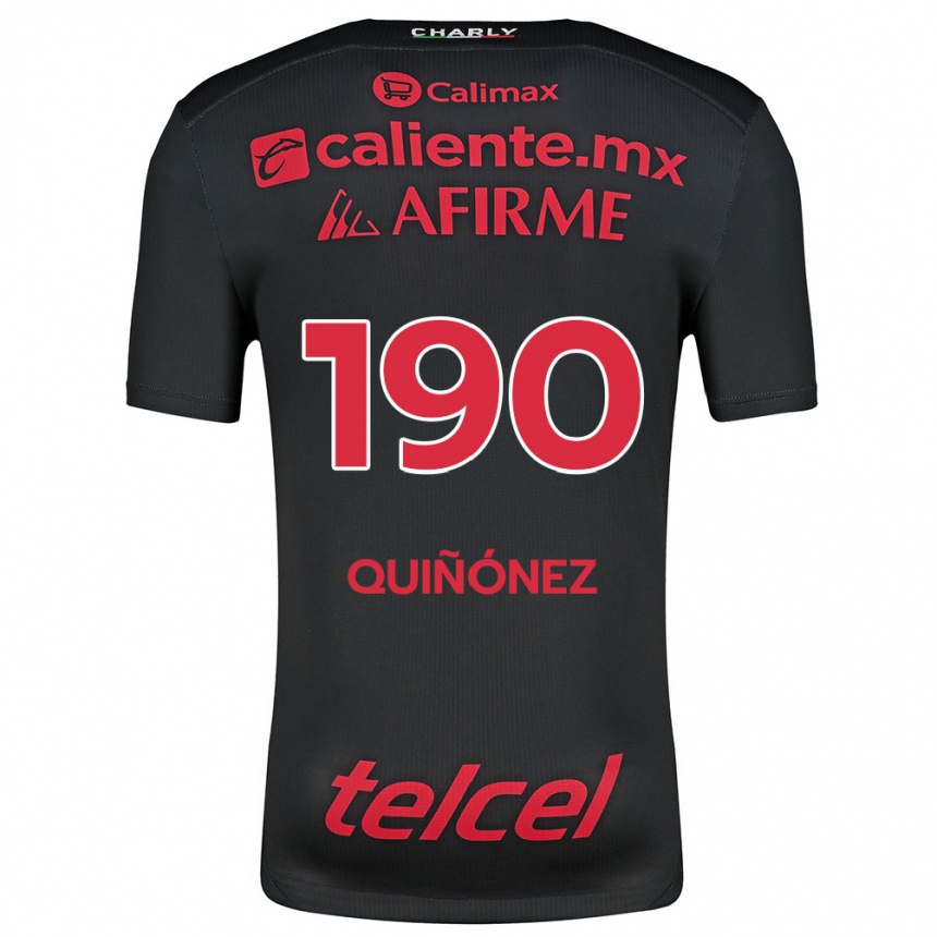 Women Football Martín Quiñónez #190 Black Red Home Jersey 2024/25 T-Shirt Uk