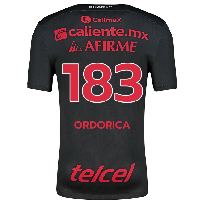 Women Football Brandon Ordorica #183 Black Red Home Jersey 2024/25 T-Shirt Uk