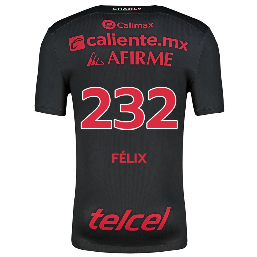 Women Football Erick Félix #232 Black Red Home Jersey 2024/25 T-Shirt Uk