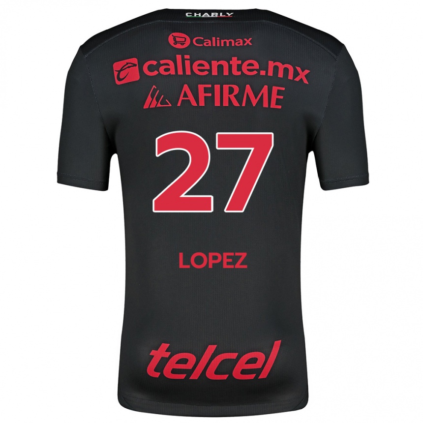 Women Football Victoria López #27 Black Red Home Jersey 2024/25 T-Shirt Uk