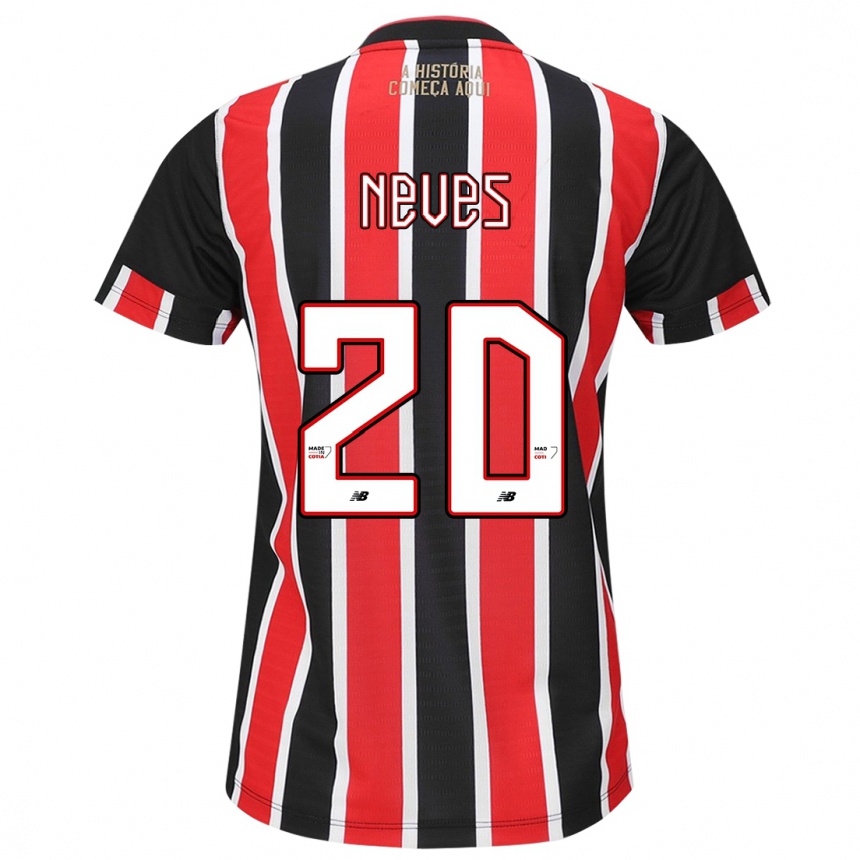 Women Football Gabriel Neves #20 Black Red White Away Jersey 2024/25 T-Shirt Uk