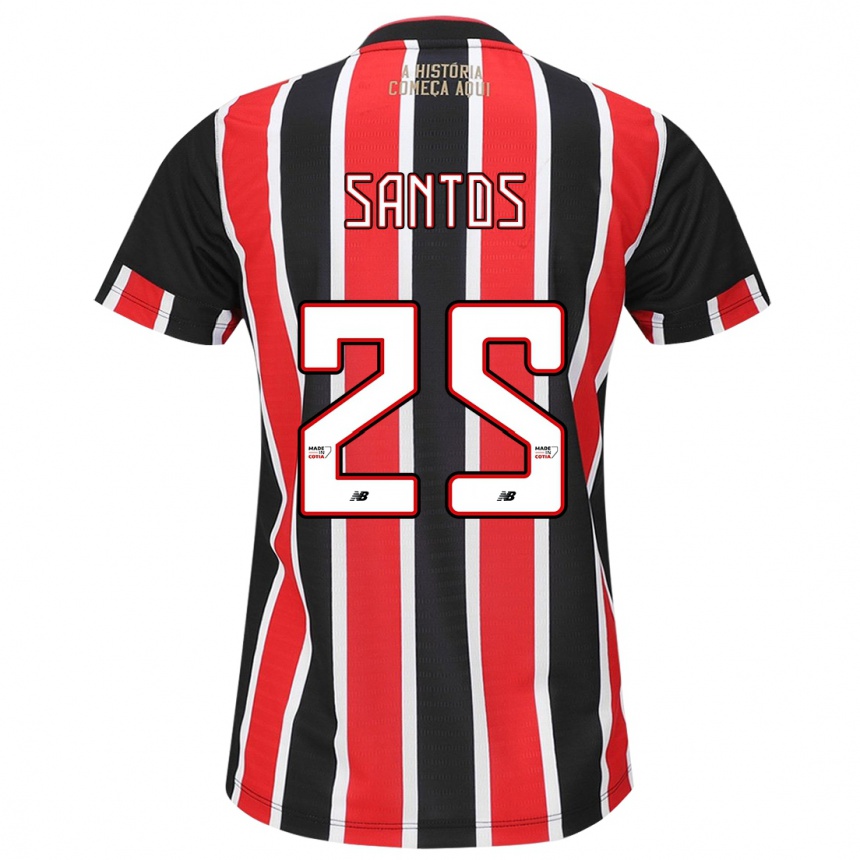 Women Football Mariana Santos #25 Black Red White Away Jersey 2024/25 T-Shirt Uk