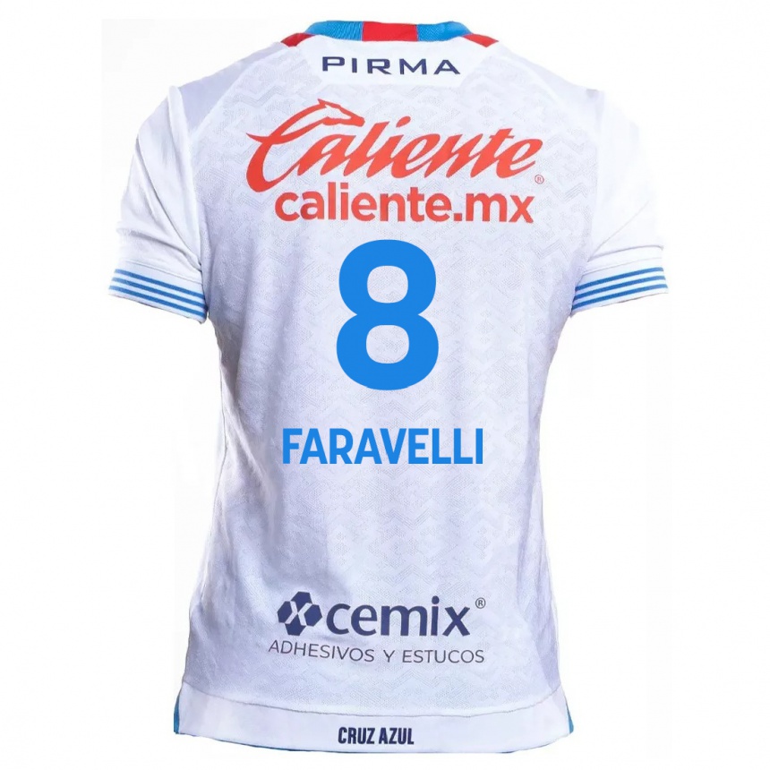 Women Football Lorenzo Faravelli #8 White Blue Away Jersey 2024/25 T-Shirt Uk