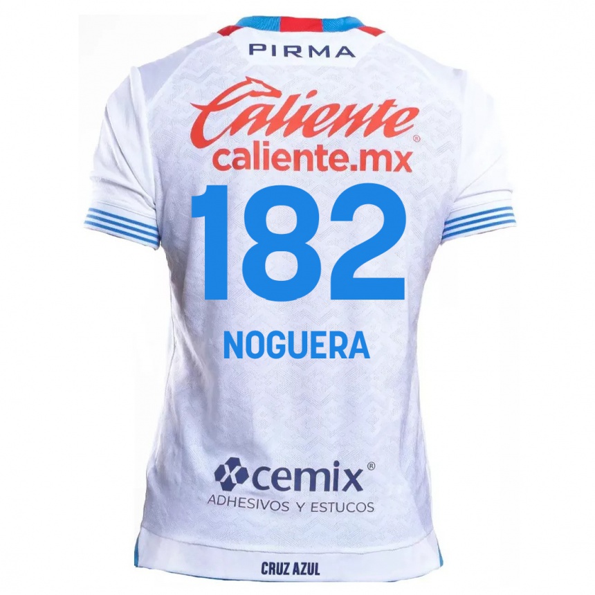 Women Football Heldrich Noguera #182 White Blue Away Jersey 2024/25 T-Shirt Uk