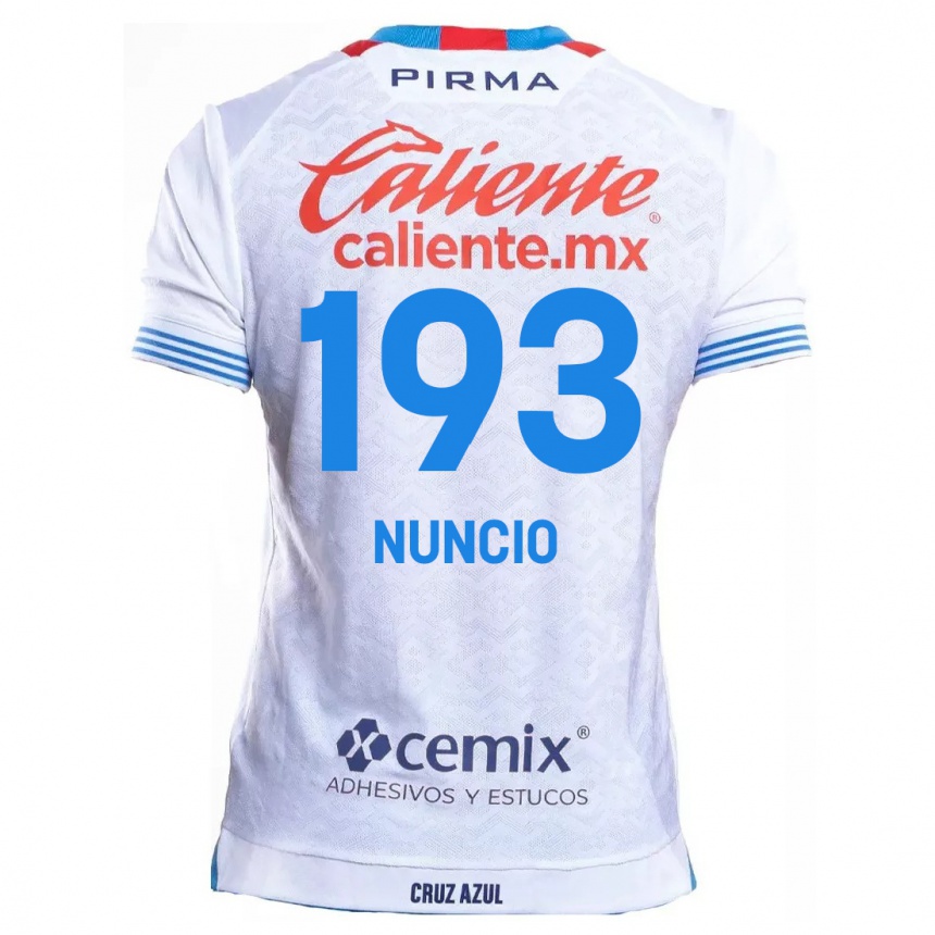 Women Football Jorge Nuncio #193 White Blue Away Jersey 2024/25 T-Shirt Uk